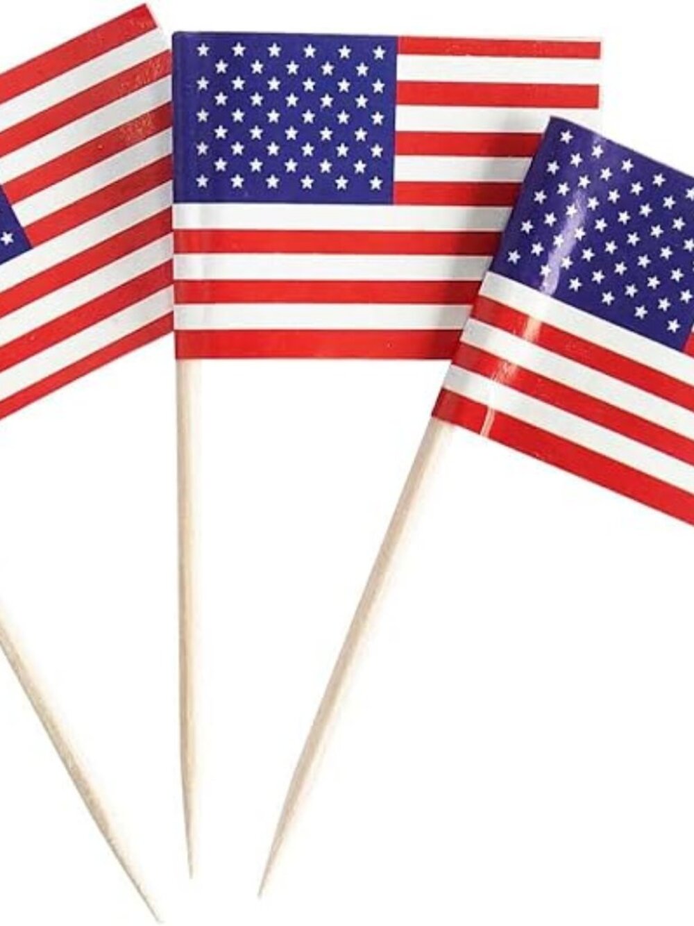 Mini USA American Flag Toothpick Picks 100 Pack Party Cake Decor Flags